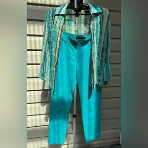 Bundle Dressbarn Shirt Turquoise And Blue Ankle Pants